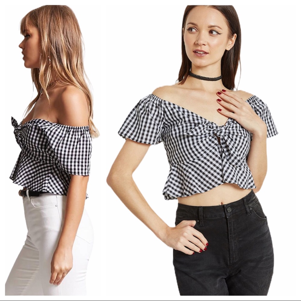 Forever 21 gingham peplum top